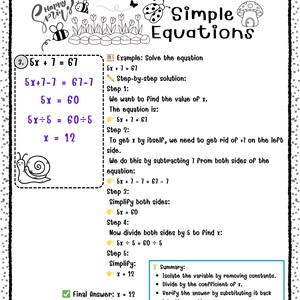 Equazioni semplici primaverili / Fogli di lavoro di algebra di base per le classi 4-6 / Risolvi per x / Nessuna preparazione necessaria immagine 3