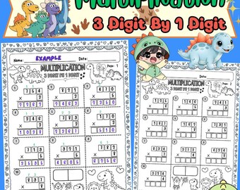 Werkbladen vermenigvuldigen met 3 cijfers en 1 cijfer Leuk rekenen + sjabloon | Geen voorbereiding