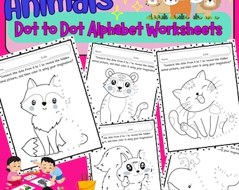 ABC Dieren van punt tot punt | Werkbladen voor het traceren en kleuren van alfabetletters