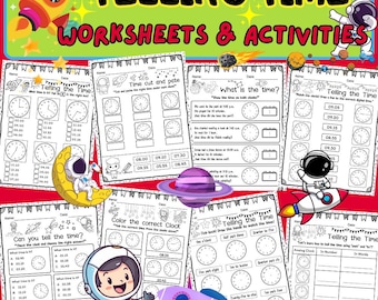 Tijd vertellen leuk: klokwerkbladen met ruimtethema en praktische activiteiten voor kinderen