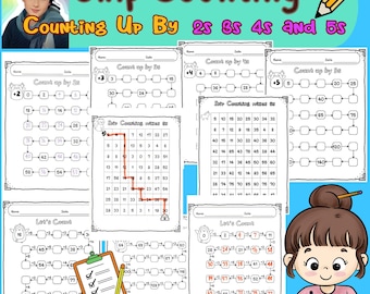 Optellen met 2, 3, 4 en 5 overslaan, werkbladen, doolhofspel / Werkbladen afdrukbaar huiswerk / Rekenen voor kinderen