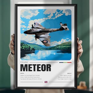Gloster Meteor Print – WWII British Jet Fighter Poster – Vintage Aviation Art
