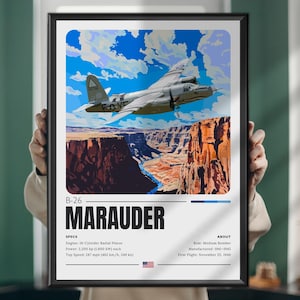 Marauder Aircraft Poster – WWII Bomber Art – Military Aviation Print
