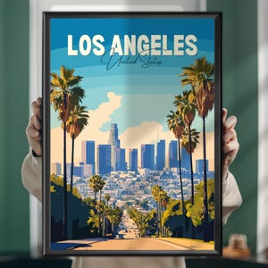 Los Angeles Travel Poster – Vibrant Cityscape Wall Art & California Decor