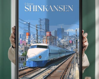 Shinkansen 0 Series Poster – Vintage Japanese Bullet Train Art
