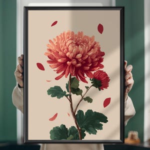 Chrysanthemum Painting Poster – Artistic Floral Wall Art, Botanical Print for Home Decor & Gift