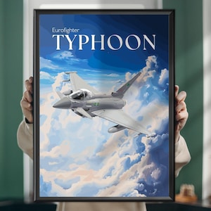 Eurofighter Typhoon Jet Poster – Modern Military Aircraft Art – RAF Fighter Jet Aviation Wall Decor