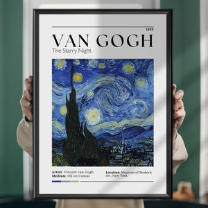 Sternenklare Nacht - Van Gogh Kunstdruck, Gemälde, Blauer Himmel Poster, Klassische Wanddekoration, Vincent Van Gogh Meisterwerk
