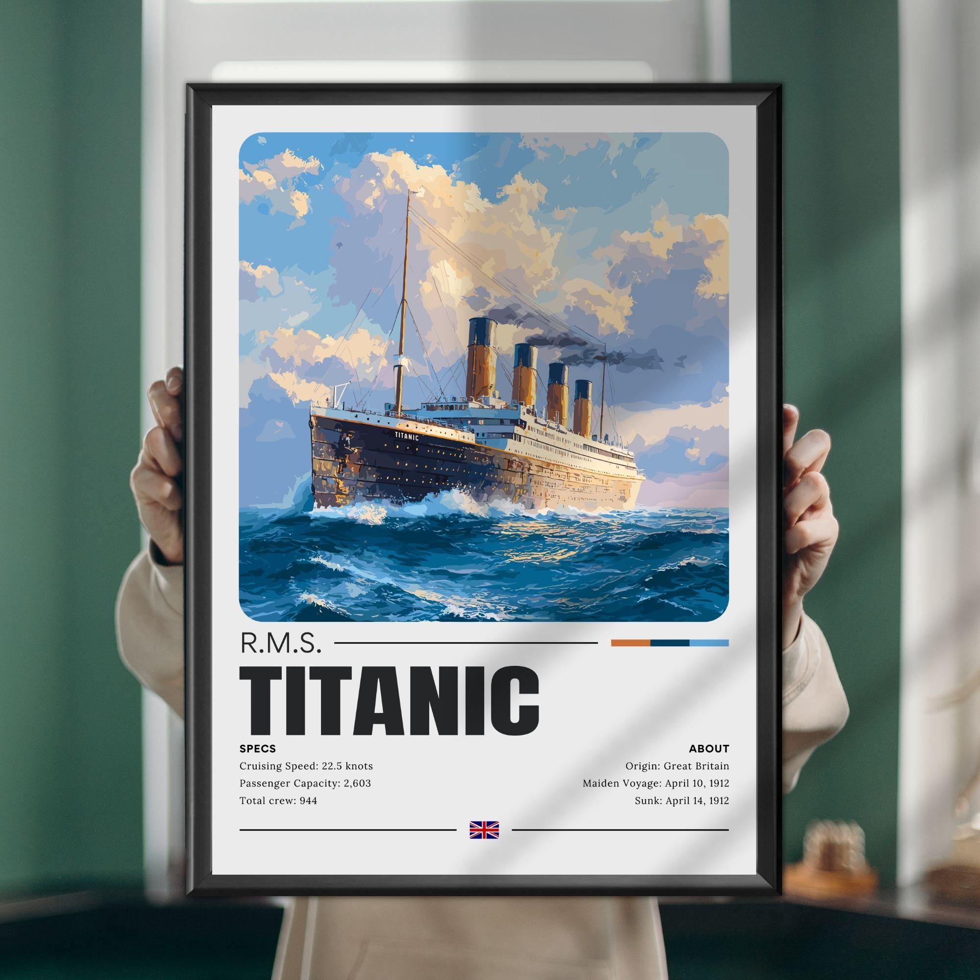 First 1912 10, April TITANIC ポスター　証明書付き額入り 初航海 Titanic Sailing Reprint Advertisement 額縁