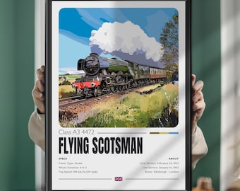 Flying Scotsman, Poster, Print, Wall Art, Steam Train, Locomotive, Railway