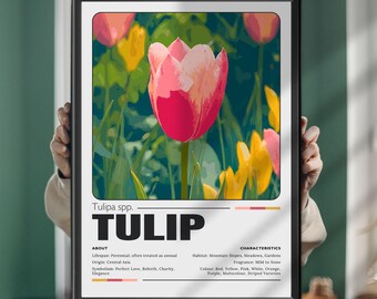 Tulip Botanical Print: Elegant Floral Wall Art, Minimalist Decor