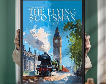Flying Scotsman Painting Print – Vintage Steam Train Poster