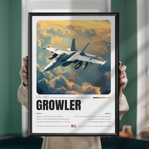 EA-18G Growler Fighter Jet Poster – Modern Military Aircraft Illustration – Aviation Art Print