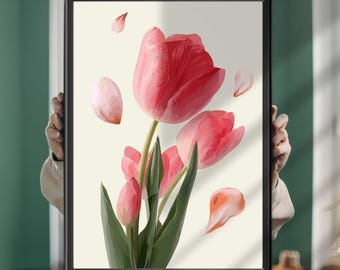 Tulip Painting: Painterly Floral Wall Art, Elegant Nature Decor