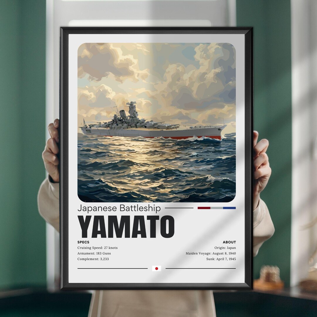 Japanese Battleship Yamato Poster, Print, Wall Art, Maritime Art