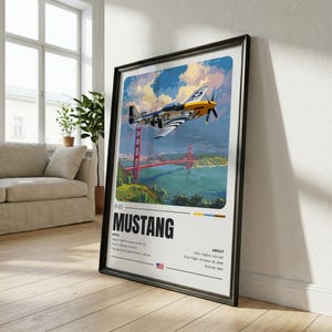 P-51D マスタング航空機プリント：チャック・イェーガーの第二次世界