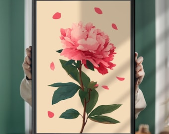 Peony Painting: Romantic Floral Wall Art, Elegant Nature-Inspired Decor