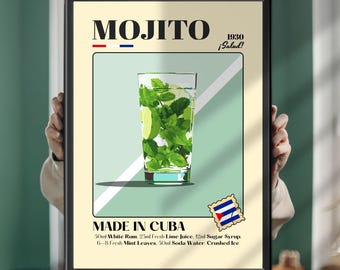 Mojito Retro Cocktail Poster