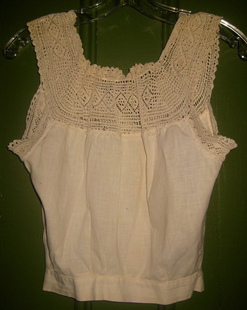 Antique Handmade Cotton and Crochet Camisole Corset Cover