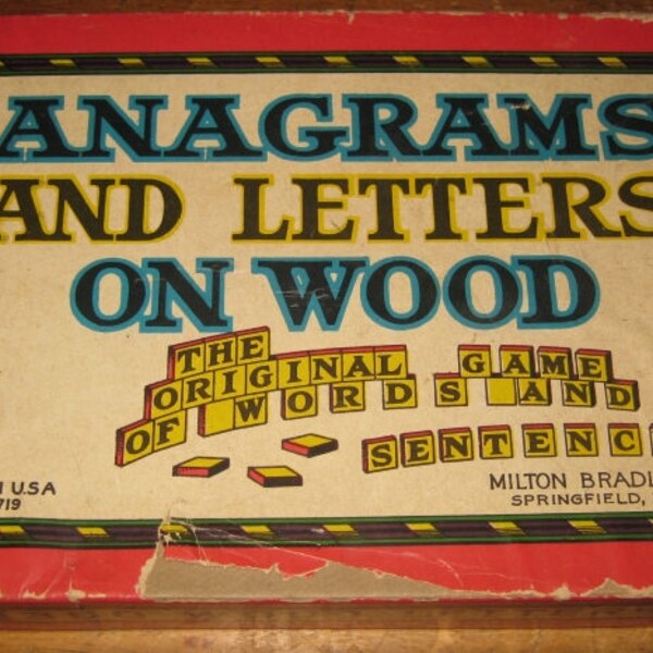 Vintage Anagrams and Letters on Wood Game, Milton Bradley Co.