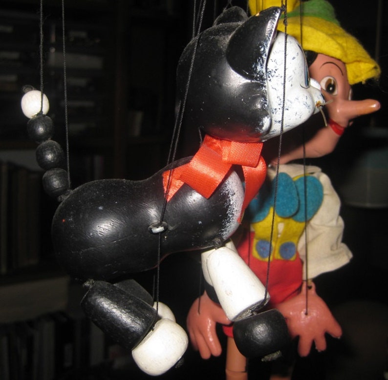 Pinocchio and Figaro Vintage Pelham Puppets Made in England