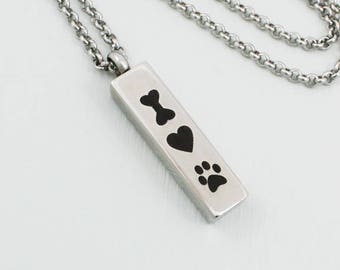 Dog Lover Urn Necklace |  Cremation Ashes Jewelry | Remembrance Charm Necklace
