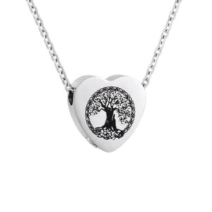 Celtic Tree of Life Heart Urn Necklace | Cremation Jewelry | Remembrance Urn Charm Necklace