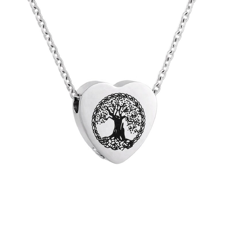 Remembrance Urn Charm Necklace Celtic Tree of Life Heart Urn Necklace Cremation Jewelry