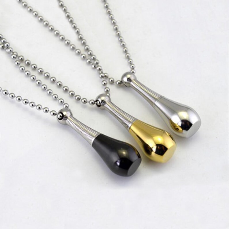 Remembrance Urn Charm Necklace Cremation Jewelry Silver and Black Bottle Urn Necklace