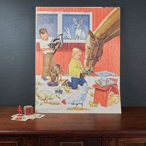 Mid Century Educatieve School Poster / Science Chart Dubbelzijdig