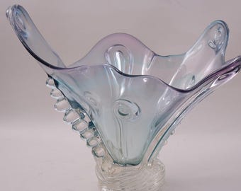 Vintage 1992 David Van Noppen Iridescent Sculptural Studio Art Glass Vase Signed
