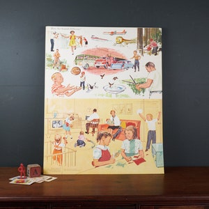 Vintage jaren '60 Educatieve Schoolposter Wetenschapsgrafiek