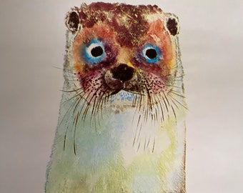 BRIAN WILDSMITH Vintage 1971 Otter February Calendar Poster ~ 36" x 24"