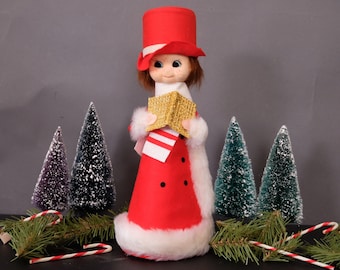 Vintage 1960s Carol Singer Caroler Christmas Decoration. Made in Japan  11" Tall