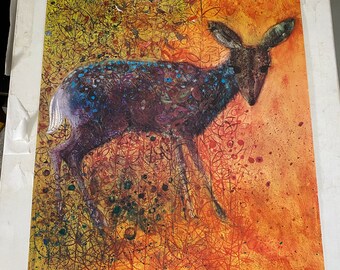 BRIAN WILDSMITH Vintage 1971 Deer April Calendar Poster ~ 36" x 24"