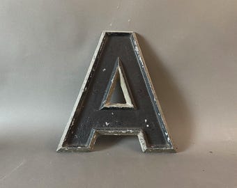 Vintage Adler Silhouette Marquee Letter A - 10 inch - Industrial Salvage Aluminum Sign - Mid Century Wall Decor - Movie Theater Signage