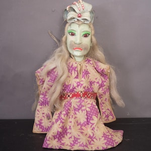 Antique 1900s Chinese Opera Hand Puppet | Hand Carved Hand Painted Folk Art Doll