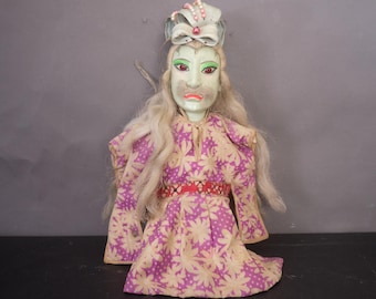 Antique 1900s Chinese Opera Hand Puppet | Hand Carved Hand Painted Folk Art Doll