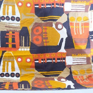 Vintage Mid Century Barkcloth Fabric 50.5&quot; x 2.25 yards Abstract Geometric Retro Textile 1950s 1960s