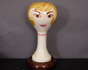 Vintage Stangl Pottery Mannequin Head Hat Wig Stand Blonde