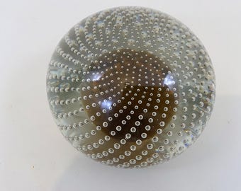 Murano Galliano Ferro Bullicante Art Glass Paperweight -  Controlled Bubble Amber - Mid Century