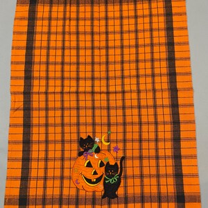 Vintage Halloween Tea Towel Black Cats and Pumpkin Jack O' Lantern image 4