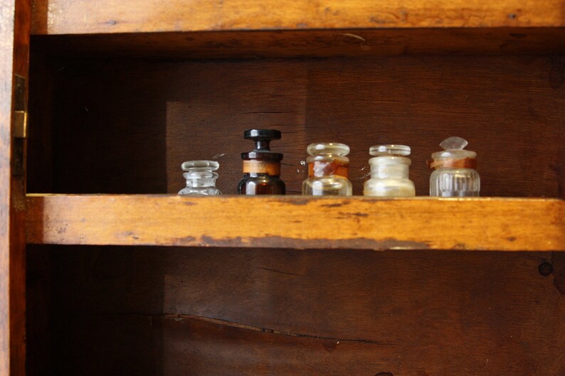 Antique Oak Medicine with Towel Bar Etsy