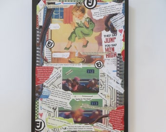Jumpin' Jack & the in-house drive by Original JFK Collage by Kelly Green Pop Surreal Paper Mixed Media FU Fair Use Art