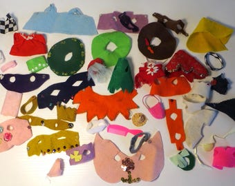 45 PC Vintage Troll Doll Clothes & Accessory Lot Vintage 3" Dam Trolls Felt Outfits + De-stash