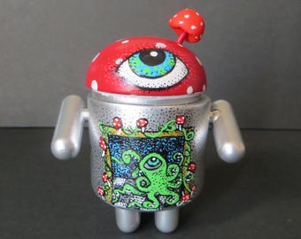 Custom Toy Android Droid Mushroom Head Dunny OOAK Kidrobot Vinyl Art Toys by Kelly Green