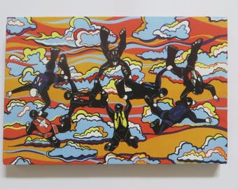 8 x 12 Wrapped Canvas Print 8 Way FS Skydive Painting by Kelly Green Skydiving Art