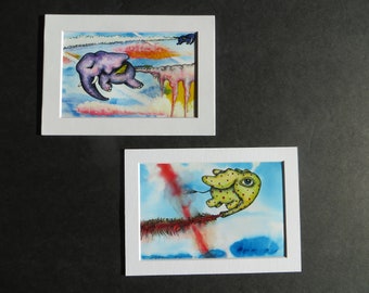 2 Pack Elephants in the Sky Art Prints by Kelly Green Geoengineering Awareness Print Artwork Set