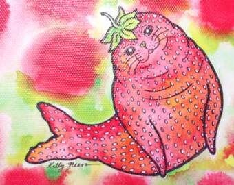 5 x 7 Wrapped Canvas Print of Berry Seal by Kelly Green Art
