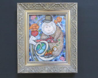 Elongated Muskrat 2 Wag the Doge Original Painting w/Pen & Ink Art by Kelly Green